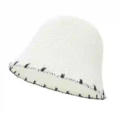 白卷 夏日百搭遮阳拼色编织防晒太阳帽 草编 聚酯纤维 渔夫帽 男女同款情侣款