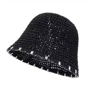 白卷 夏日百搭遮阳拼色编织防晒太阳帽 草编 聚酯纤维 渔夫帽 男女同款情侣款