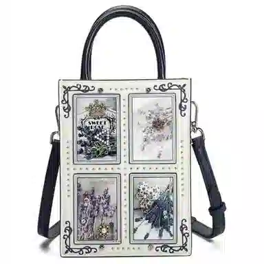 蒽薆 拉链开合 牛皮 手机包 中号 女款 白色