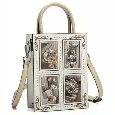 蒽薆 拉链开合 牛皮 手机包 中号 女款 白色