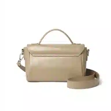 红蜻蜓 小众设计时尚简约高级感通勤百搭亮面打容量 牛皮 斜挎包 常规 杏色