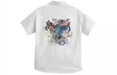 鬼洗 翻领金鱼印绣花纽扣短袖衬衫 女款