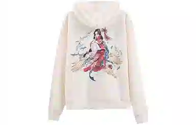 鬼洗 连帽拉链朱鹭绣印花卫衣 女款