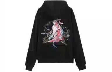 鬼洗 连帽拉链朱鹭绣印花卫衣 女款