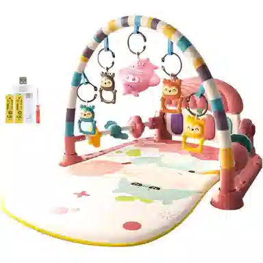 益米 婴儿健身架 安抚哄娃神器 脚踏钢琴 故事机 有灯光 早教益智玩具