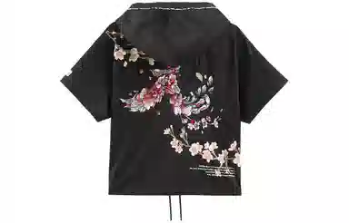 鬼洗 蓝印绣花纽扣肩宽外套 女款