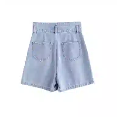 茵曼 直筒阔腿宽松高腰牛仔短裤 女款