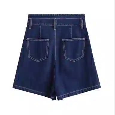 茵曼 直筒阔腿宽松高腰牛仔短裤 女款