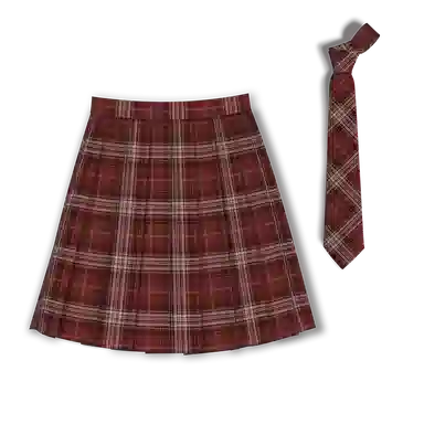 豹了个猫 格子高腰宽松短款百褶半身裙裙装制服 女款