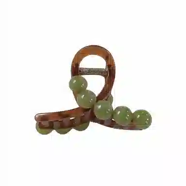 尚先生 时尚棕色亚克鲨鱼夹晕染绿色圆珠抓夹后脑勺盘发发卡 头饰 发夹 女款