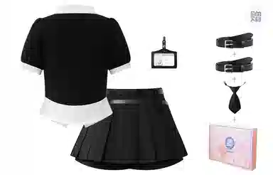 东鲸岁时记 学院风拼色假两件短袖衬衫百褶裙制服 女款 礼盒装