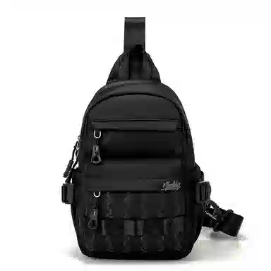 巴布豆 休闲时尚拉链开合 牛津布 胸包 常规 男女同款情侣款 米白棕/米白红/纯黑色