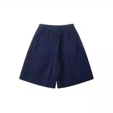 我是大卫 日系复古宽松速干松紧腰中裤高级感直筒休闲短裤 男款 蓝色