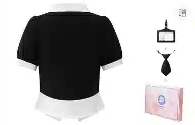 东鲸岁时记 美式学院风拼色气质上衣尖领假两件收腰短袖衬衫 春夏季 女款 礼盒装 假日来信