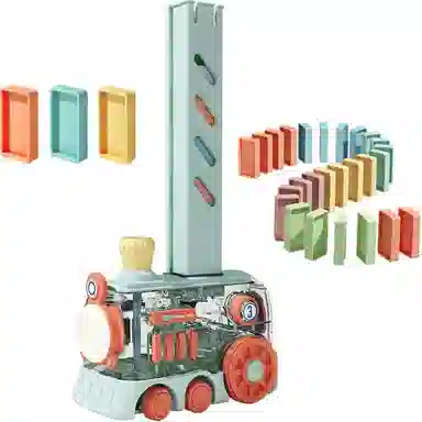 益米 多米诺骨牌车 趣味电动小火车 早教益智玩具