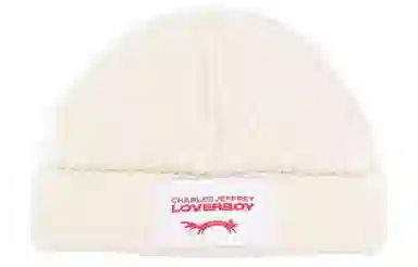 Charles Jeffrey Logo Beanie White