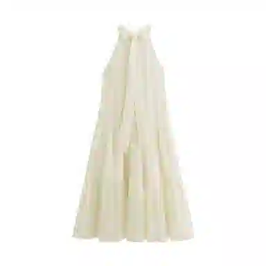 茵曼 纯色简约舒适无袖连衣裙 女款 梨花杏