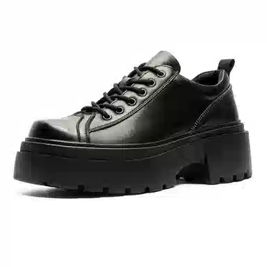 卡奇奥蒂 超纤皮 厚底增高高级感 日系复古 大头 休闲鞋 男款 黑色