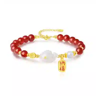 匆匆那年 上岸锦鲤 国潮新中式福牌精致轻奢平安扣 小众设计高级感可调节手串 玉髓 手链 女款