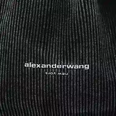 Alexander Wang Gradient Ribbed Logo Drawstring Tote Small Gray