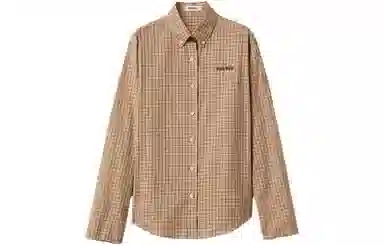 Miu Miu Logo Embroidered Plaid Shirt