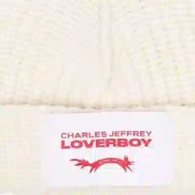 Charles Jeffrey Logo Beanie White