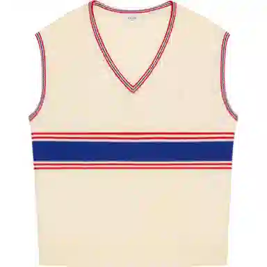 CELINE V-Neck Sweater In Striped Wool V