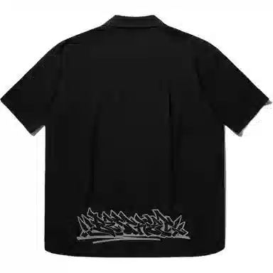 中国李宁 重燃系列 简约开衫短袖衬衫 男款 黑色