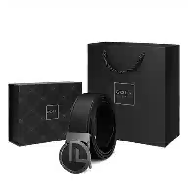 GOLF G Buckle Leather Belt Black Gunmetal Gold