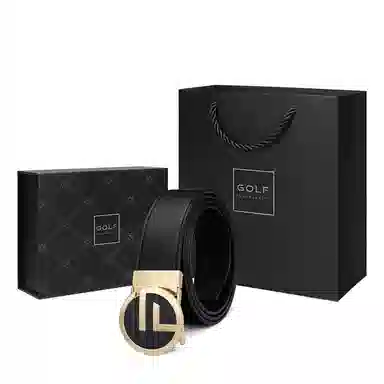GOLF G Buckle Leather Belt Black Gunmetal Gold