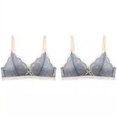 莫代尔 甜美少女撞色文胸蕾丝聚拢轻薄不空杯吸湿无钢圈支撑不跑杯无痕美背舒适胸罩 女款 组合装