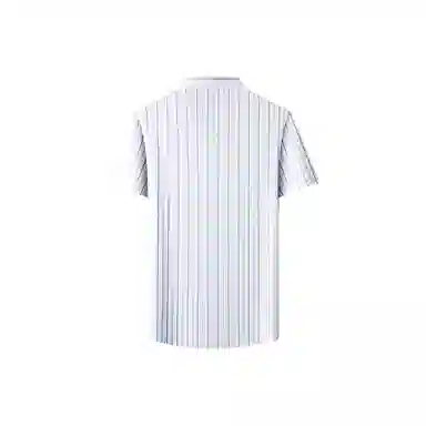 富铤 纯色亲肤透气条纹翻领短袖衬衫 男款