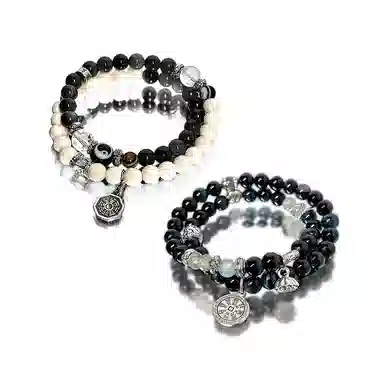 饰伴 黑白转运珠平安招财新中式国潮时尚 玻璃 手串 男女同款情侣款