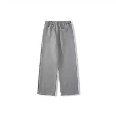 我是大卫 美式高街潮牌宽松灰色重磅松紧腰褶皱直筒休闲裤 男女同款 灰色