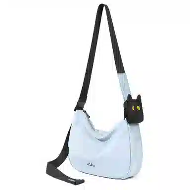 NOXXON Colorblock Nylon Shoulder Bag Medium Morandi Blue Obsidian Black