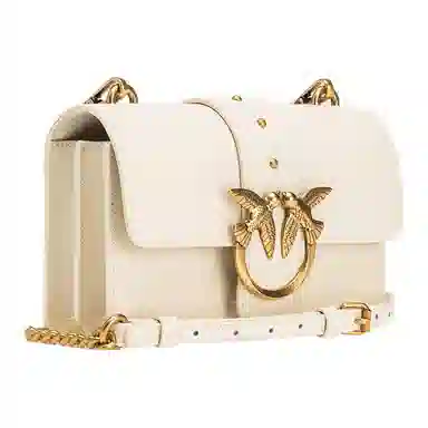 PINKO Love One Classic Logo Swallow Studded Bag White