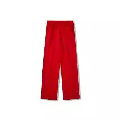 我是大卫 纯色宽松韩版破洞百搭痞帅垂感高街直筒休闲裤 男款 红色