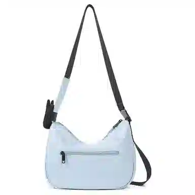 NOXXON Colorblock Nylon Shoulder Bag Medium Morandi Blue Obsidian Black