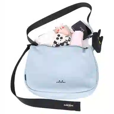 NOXXON Colorblock Nylon Shoulder Bag Medium Morandi Blue Obsidian Black