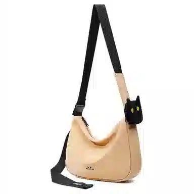 NOXXON Colorblock Nylon Shoulder Bag Medium Morandi Blue Obsidian Black