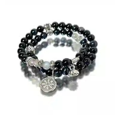 饰伴 黑白转运珠平安招财新中式国潮时尚 玻璃 手串 男女同款情侣款