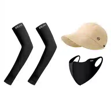 匹克 出行必备 可扎马尾 薄款透气速干 空顶遮阳太阳 口罩冰袖套装 聚酯纤维 防晒帽 女款