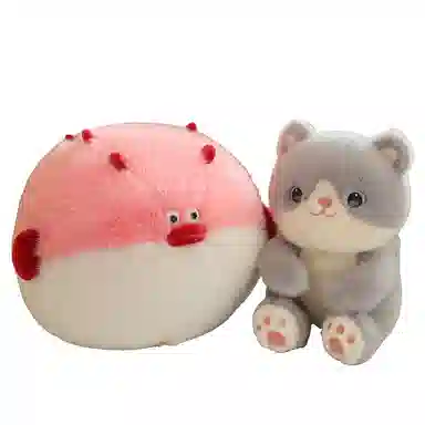 安之静雅 可爱猫咪吃鱼 玩偶 毛绒公仔