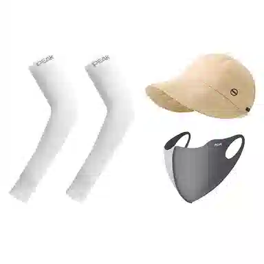 匹克 出行必备 可扎马尾 薄款透气速干 空顶遮阳太阳 口罩冰袖套装 聚酯纤维 防晒帽 女款