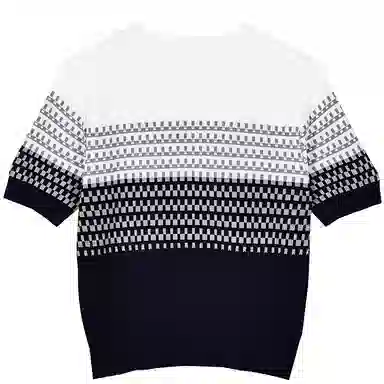 她池 条纹圆领套头针织衫 女款