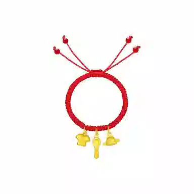 欢庆珠宝 新中式 国潮风 吉祥三宝 身体健康 小众设计款 高级感宝宝生日周岁满月 手饰 足金 一口价 黄金手链 儿童款