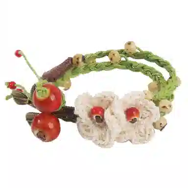 亲喜 森系手工编织花朵小清新甜美文艺仙女少女心 陶瓷珠、钩花、蜡绳 手链 女款