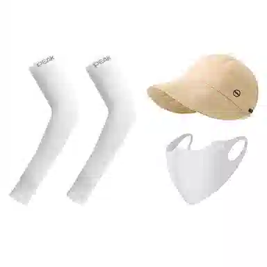 匹克 出行必备 可扎马尾 薄款透气速干 空顶遮阳太阳 口罩冰袖套装 聚酯纤维 防晒帽 女款