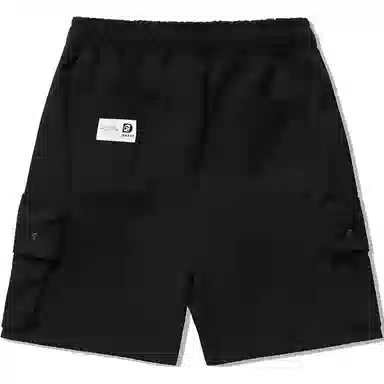 中国李宁 纯色简约系带松紧运动休闲短裤 男款 黑色