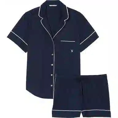 Victoria's Secret Solid color short sleeved shorts Navy Blue